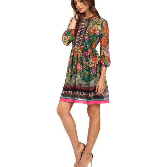 Donna Morgan Dresses & Skirts - Donna Morgan short chiffon mesh preppy see through dress Multicolor L A005826